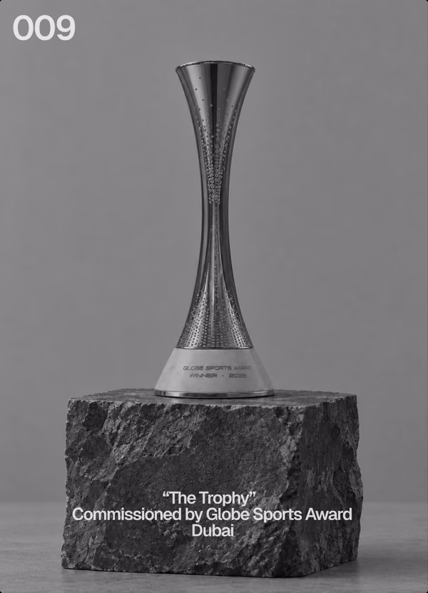 !F card 009: “The Trophy”, commissioned by Globe Sports Award. Dubai.