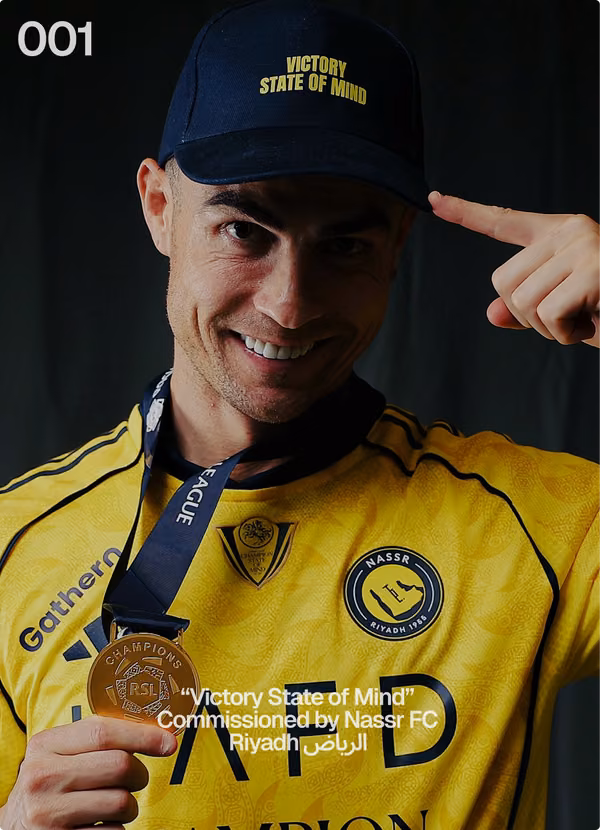 !F card 001: “Victory State of Mind”, commissioned by Nassr FC. Riyadh.