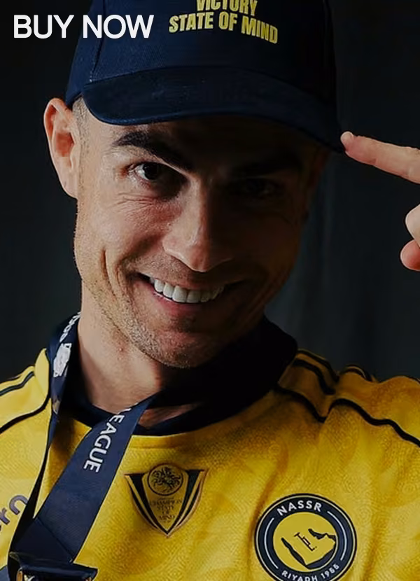 Cristiano Ronaldo wearing the yellow jersey and the cap.